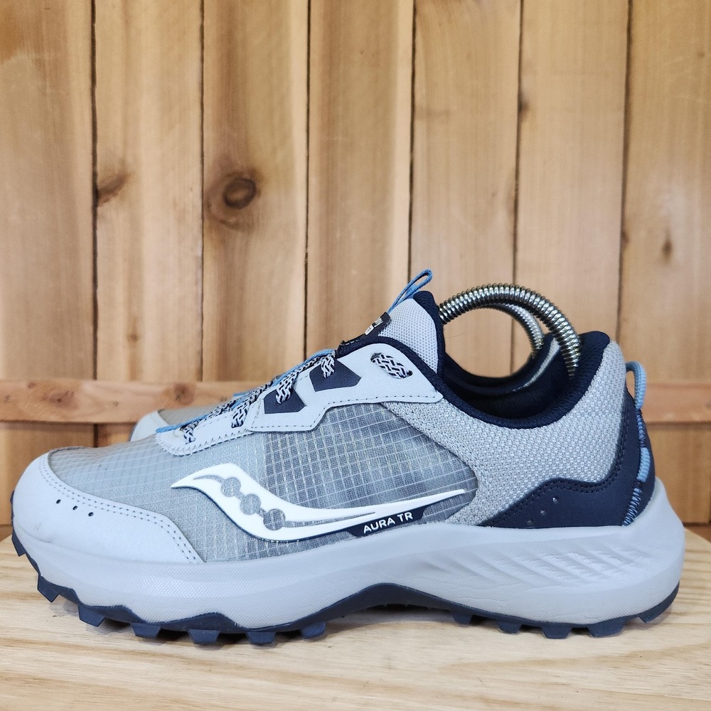 Saucony Aura TR Shoes Womens 10 W Gray Blue Trail‎ Running Sneakers S10863-115